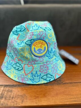 Disney Aqua Blue Stitch Patterned Bucket Hat